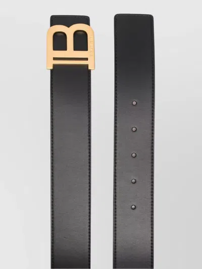 Balmain Leather Belt Adjustable Gold-tone Hardware In Black
