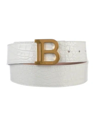Pre-owned Balmain Leather Belt W/ Tags In White