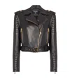 Balmain Leather Biker Jacket In Black