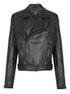 Balmain Lightweight Lambskin Leather Biker Jacket In Black