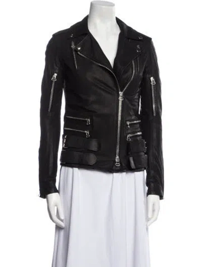 Pre-owned Balmain Leather Biker Jacket In Black