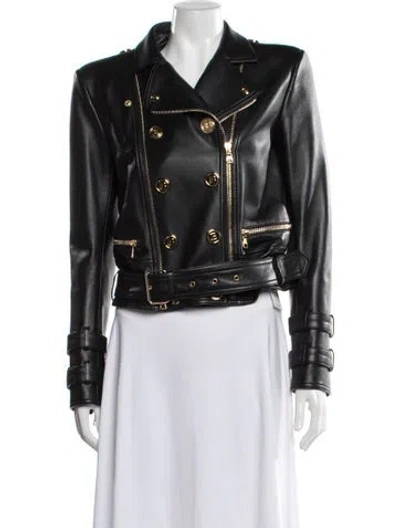 Pre-owned Balmain Leather Biker Jacket In Black