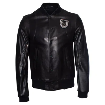 Pre-owned Balmain , Leather Biker Jacket In Black