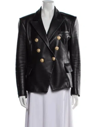 Pre-owned Balmain Leather Blazer In Black