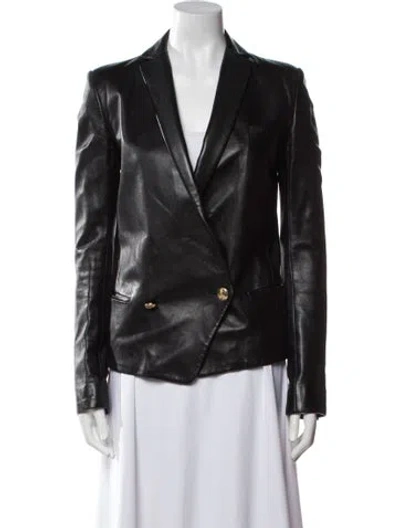 Pre-owned Balmain Leather Blazer In Black