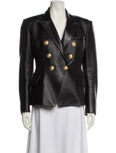 Pre-owned Balmain Leather Blazer In Black