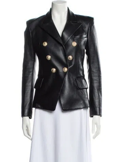 Pre-owned Balmain Leather Blazer In Black