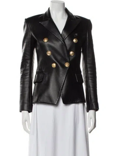 Pre-owned Balmain Leather Blazer In Black