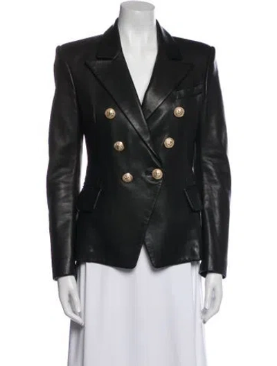 Pre-owned Balmain Leather Blazer In Black