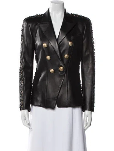 Pre-owned Balmain Leather Blazer In Black