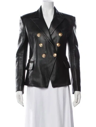 Pre-owned Balmain Leather Blazer In Black