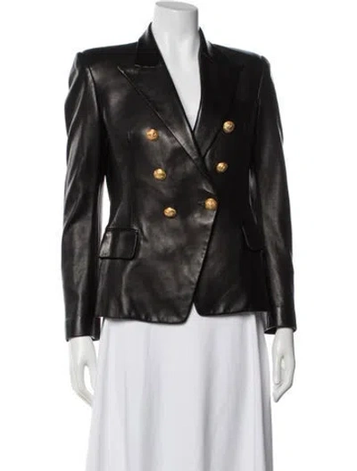 Pre-owned Balmain Leather Blazer In Black