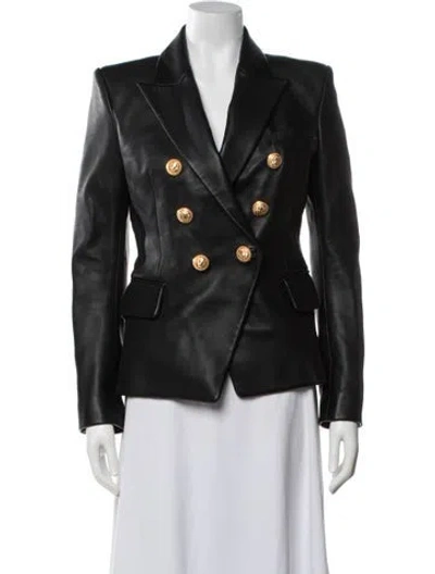 Pre-owned Balmain Leather Blazer In Black