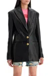 Balmain Leather Blazer Jacket In Black