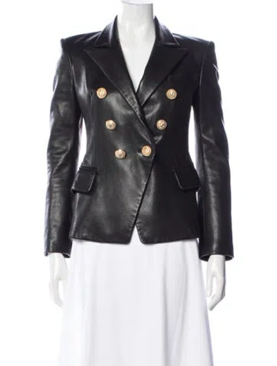 Pre-owned Balmain Leather Blazer In Multi