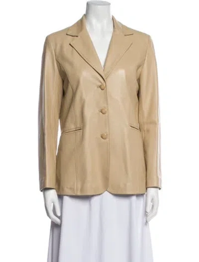 Pre-owned Balmain Leather Blazer In Neutral
