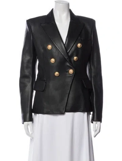Pre-owned Balmain Leather Blazer W/ Tags In Black