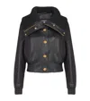 Balmain Lambskin And Knit Bomber Jacket In Black