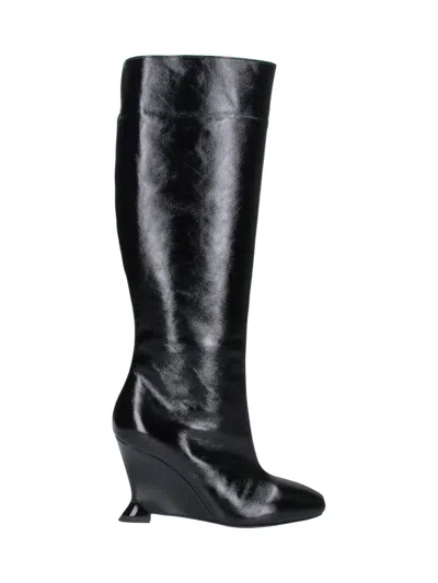Balmain Leather Boots In Black
