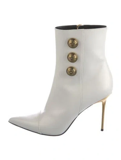 Pre-owned Balmain Leather Boots In White