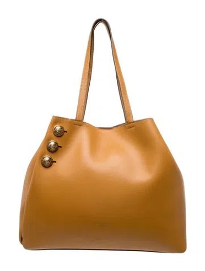 Pre-owned Balmain Leather Bucket Bag In Neutral