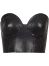 Balmain Zip-up Leather Corset Top In Black