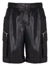 Balmain Leather Cargo Bermuda Shorts