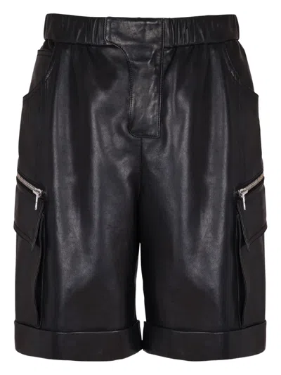 BALMAIN LEATHER CARGO SHORTS