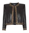 Balmain Leather Chain-detail Jacket In Black