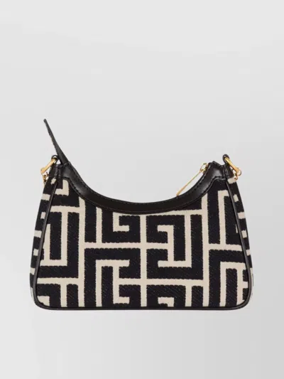 Balmain Leather Chain Handle Shoulder Bag In Black
