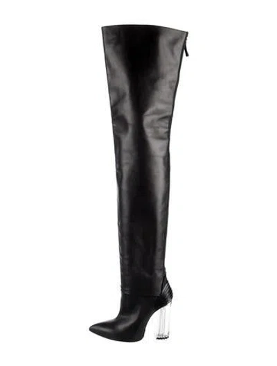 Pre-owned Balmain Leather Chain-link Accents Boots In Black