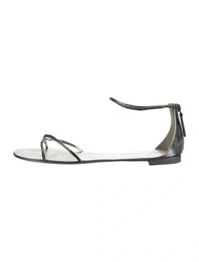 Pre-owned Balmain Leather Chain-link Accents Sandals