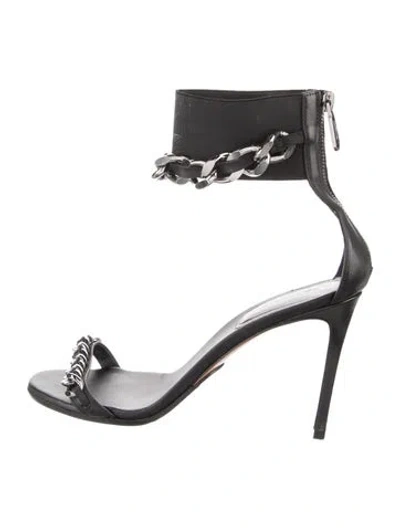 Pre-owned Balmain Leather Chain-link Accents Sandals In Black