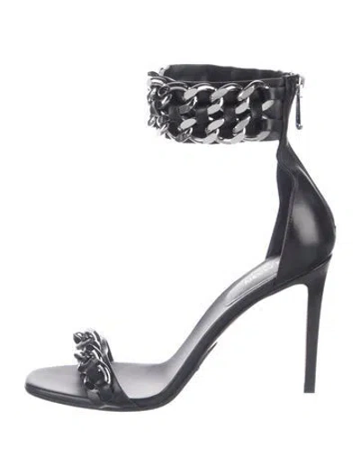 Pre-owned Balmain Leather Chain-link Accents Sandals In Silver