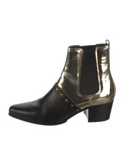 Pre-owned Balmain Leather Chelsea Boots In Black/gold