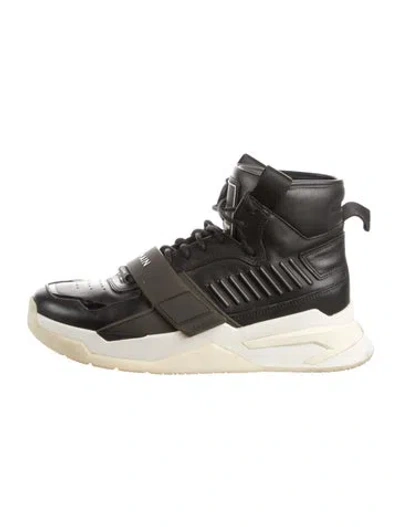 Pre-owned Balmain Leather Chunky Sneakers In Black