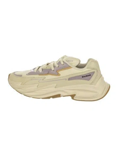 Pre-owned Balmain Leather Chunky Sneakers In Neutral