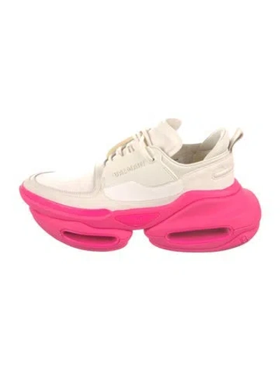 Pre-owned Balmain Leather Chunky Sneakers In Neutrals