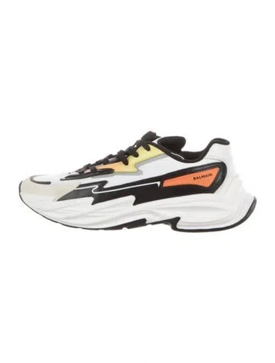 Pre-owned Balmain Leather Chunky Sneakers In White