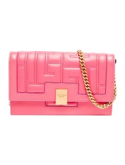 Pre-owned Balmain Leather Clutch In Pink