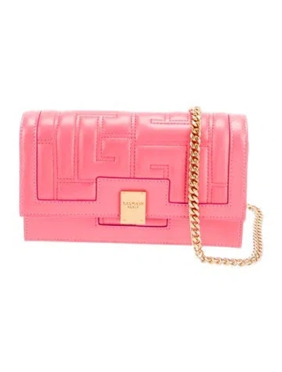 Pre-owned Balmain Leather Clutch In Pink