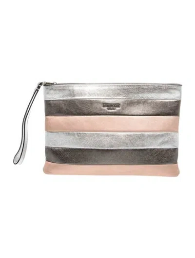 Pre-owned Balmain Leather Clutch In Silver
