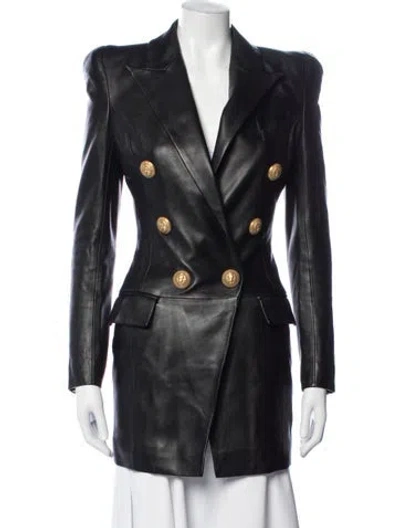Pre-owned Balmain Leather Coat W/ Tags In Black