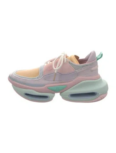 Pre-owned Balmain Leather Colorblock Pattern Athletic Sneakers In Multi