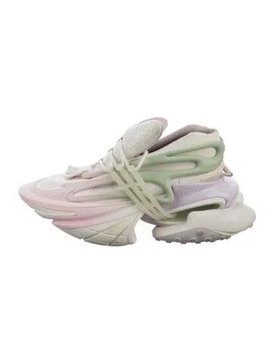 Pre-owned Balmain Leather Colorblock Pattern Athletic Sneakers In White