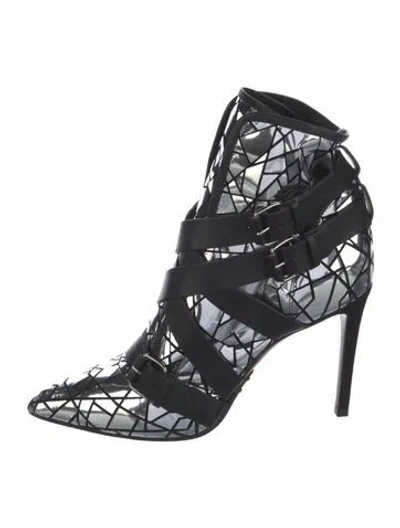 Pre-owned Balmain Leather Colorblock Pattern Boots In Black