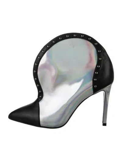 Pre-owned Balmain Leather Colorblock Pattern Boots In Silver