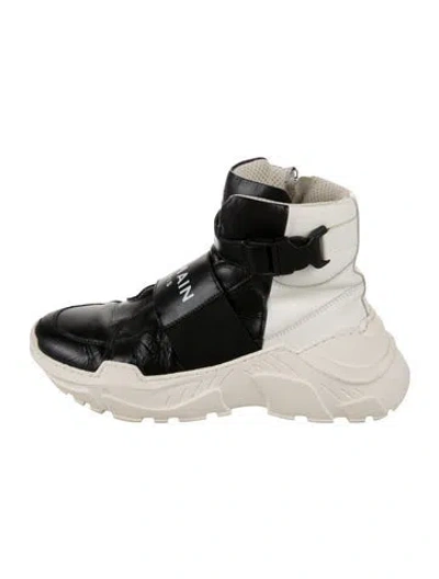 Pre-owned Balmain Leather Colorblock Pattern Chunky Sneakers In White