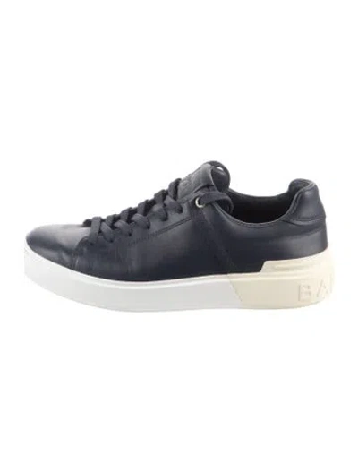 Pre-owned Balmain Leather Colorblock Pattern Sneakers In Blue