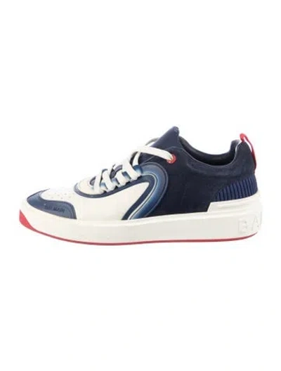 Pre-owned Balmain Leather Colorblock Pattern Sneakers In Green